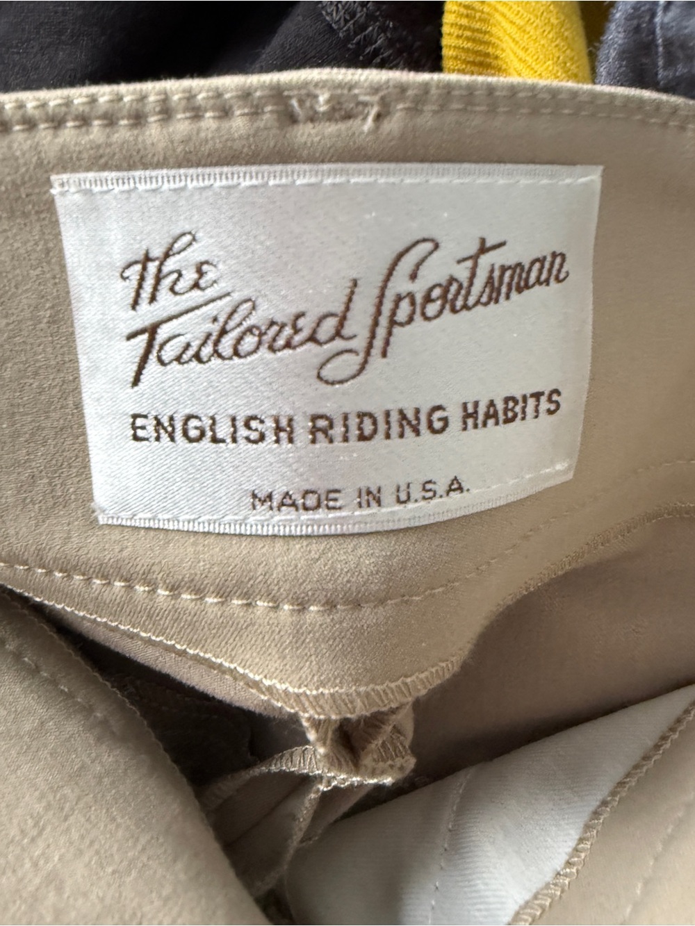 The Tailored Sportsman Khaki Riding Breeches with Brown Logo Stitching - Picture 3 of 3